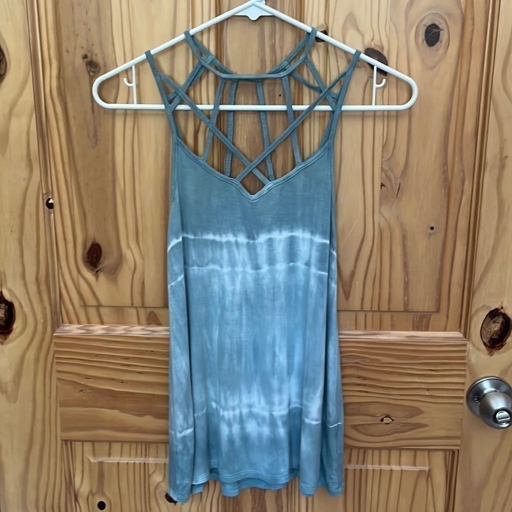 American Eagle Outfitters Soft & Sexy Blue Tie Dye Cage Tank Top